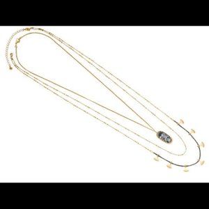 NWOT Premier Designs ROCCO Necklace Gold Black Stone